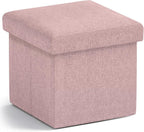 Ornavo Home Small Storage Ottoman Foldable Collapsible Cube Square Linen by OrnavoHome