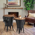 Rustic Storage Farmhouse Accent Side Table, Antique Galvanized Metal End Coffee - Image 2