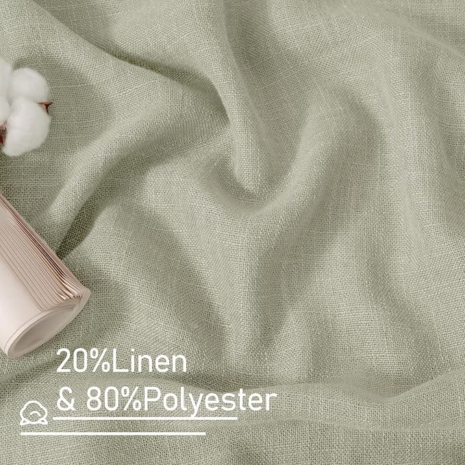 Linen Curtains for Living Room 84 Inch Length, Bronze Grommet Light Filtering - Image 3