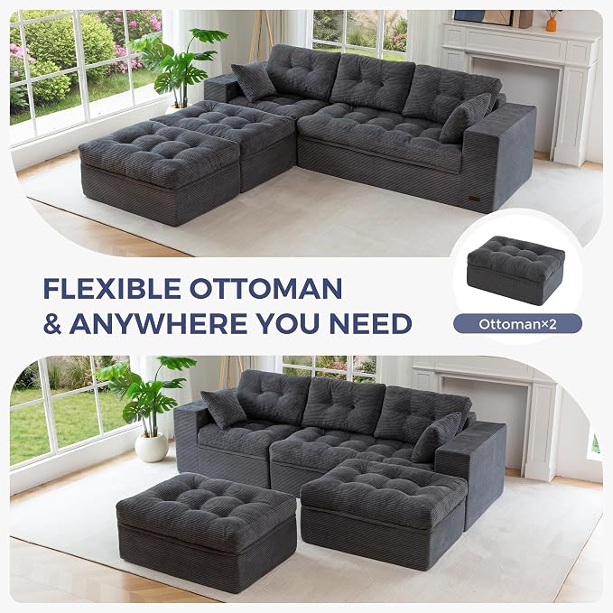 MAXYOYO 104" U Shaped Modular Sectional Sofa - Image 6