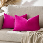 GIGIZAZA Hot Pink Velvet Pillow Covers 12x20 Decorative Pillows Pack of 2 | - Image 6