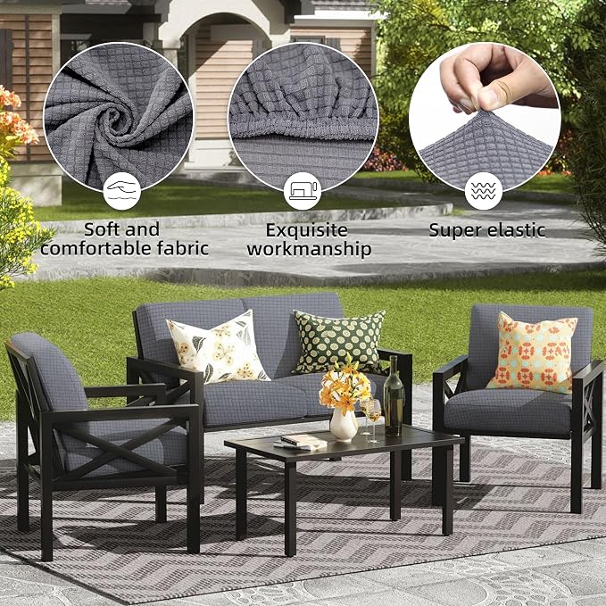 14PCS Patio Cushion Covers, Patio Furniture Couch Seat Slipcovers | Washable - Image 3