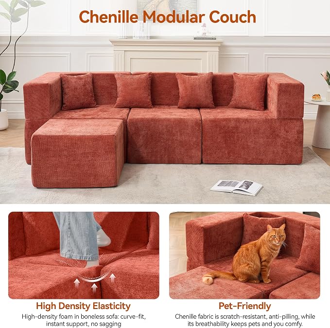 MONVANE 103'' Modular Sectional Sofa, Cloud Sectional Couch - Image 6