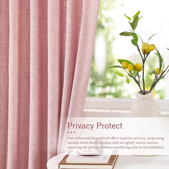 RYB HOME Sheer Curtains 108 inches, Extra Long Floor to Ceiling Curtains | - Image 2