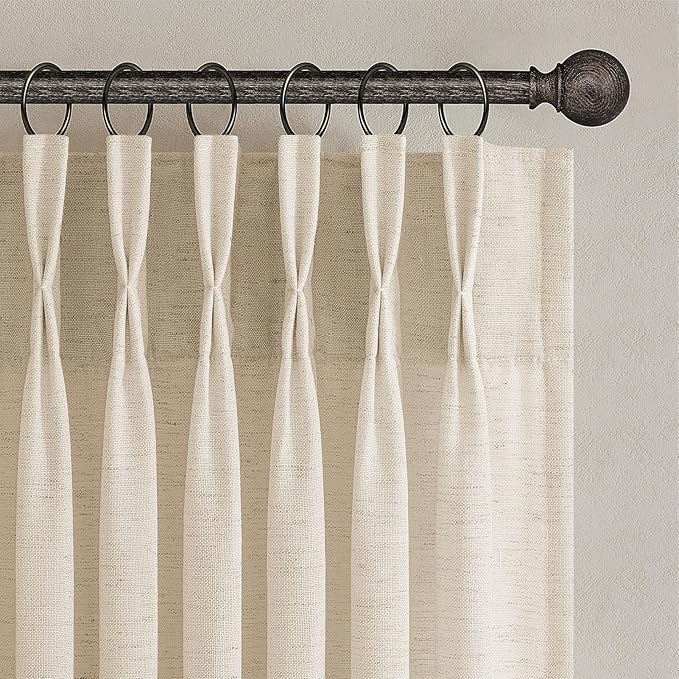 63 Inches Long Pinch Pleated Semi Sheer Curtains by Topfinel