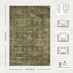 6x9 Area Rugs - Washable Vintage Retro Living Room Rug, Soft Ultra Thin Non - Image 2