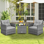 COSTWAY 3-Piece Patio Furniture Set, Outdoor Wicker Rattan Sofa - Image 3