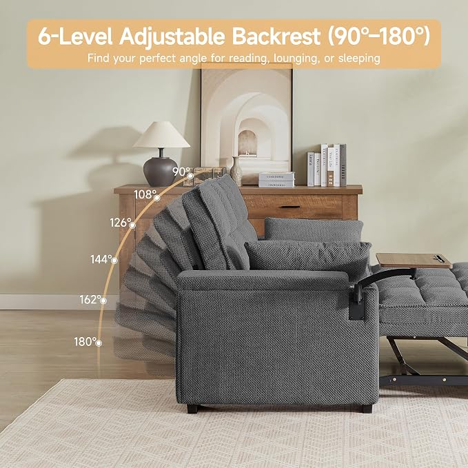 Auvsoce 65'' Chaise Lounge Chair Indoor, 3-in-1 Convertible Sofa Bed - Image 8