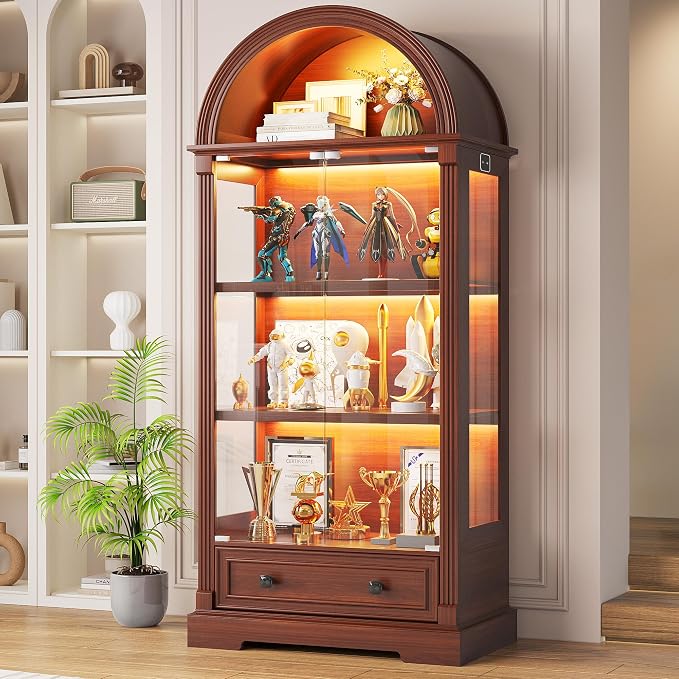 Dystler Curio Cabinet with Glass Doors, 4-Tier Display Case by CraftYourIdealHomeLife