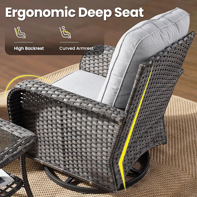 ovios 3-Piece Patio Furniture Set, Outdoor Wicker Sofa - Image 6