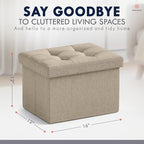 Ornavo Home Small Storage Ottoman, Foldable Collapsible Rectangle Linen Ottoman - Image 3