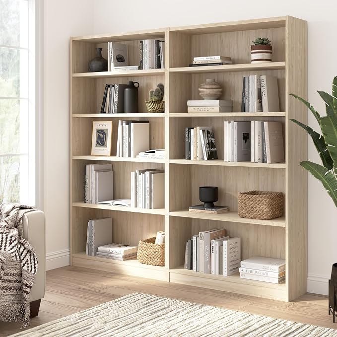 Bush Home Tall 5 Shelf Bookcase, 5 Tier Bookshelf Storage Cabinet - Image 4