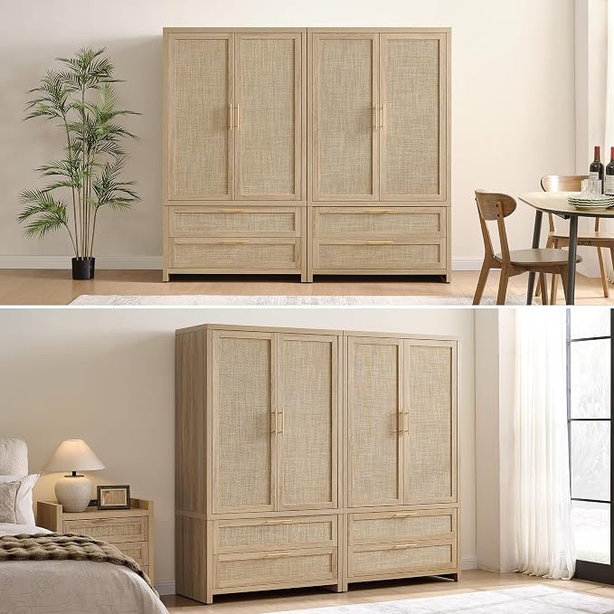 SICOTAS Larger Armoire Wardrobe Closet, Boho Armoire Clothes Organizer - Image 7