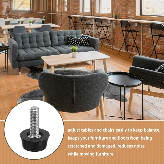 1/4-20" UNC Thread Adjustable Furniture Levelers Screw in Threaded 20 Pcs - Image 3