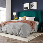 Allewie Queen Size Bed Frame/Velvet Upholstered Platform Bed/Vertical Channel by Allewie