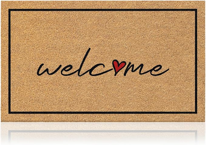 Coir Welcome Mat, 17 x 29 in | 100% Natural Coir, Anti-Shedding, Durable PVC by AmaruDoorMats