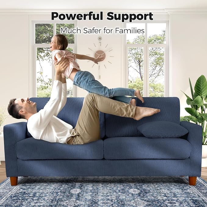 Kidirect 70in Corduroy Couch, Sofa No Tool Assembly, Comfy Couches - Image 3