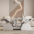 Modern White Coffee Table 47 in, Rectangular Living Room Table - Image 3