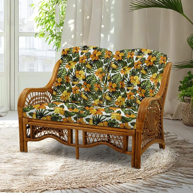 Malibu Lounge Loveseat Sofa Natural Rattan Wicker Handmade Design by Wickerix