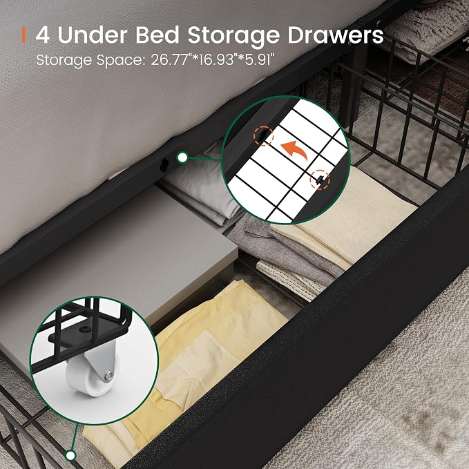 LARMACE Queen Size Platform Bed Frame - Image 5