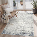 Soalmost 3x5 Rugs, Small Washable Kitchen Entryway Area Rug Blue/Ivory | by Soalmost