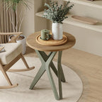 Pedestal Farmhouse End Table, Distressed Top - Image 7