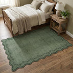 GarveeHome 3x5 Scalloped Washable Area Rug Non Slip Bedroom Entryway Rug | Soft - Image 2