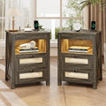 FREDEES Rustic Night Stand Set 2 by FREDEES