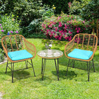 Tangkula 3 Pieces Patio Bistro Set, Rattan Conversation Set - Image 4