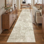 Soalmost Abstract Runner Rug 2x12 Hallway Kitchen Runners Beige/Gray | Vintage - Image 2