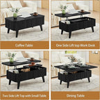 Fluted Lift Top Coffee Table, 3 in 1 Convertible Coffee Tables Converts to - Image 4