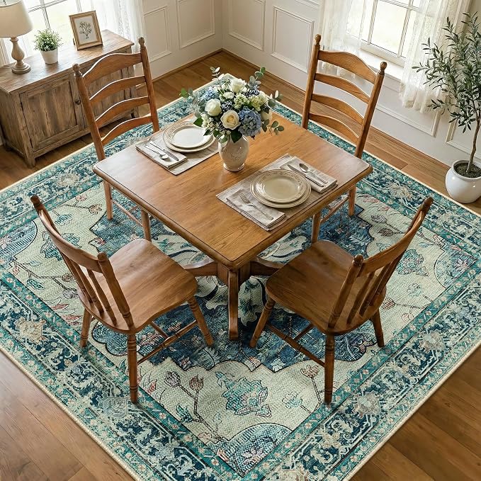 RELEANY Washable Area Rug, Square 7'x7', Water Repellent, Pet Friendly by RELEANY
