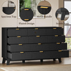 BORNOON 57" Wide Dresser for Bedroom, 12-Drawer Fluted Dresser - Image 4