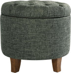 Homepop Home Decor | Upholstered Round Tufted Foot Rest Ottoman | Ottoman by HomePop