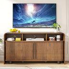Small Fluted TV Stand for Bedroom, Mid Century Modern Media TV Console for 55 by Woemtoric