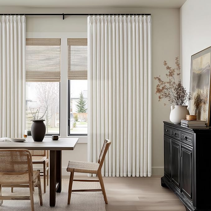 126 Inch Long Pinch Pleat Natural Light Filter Linen Curtains 50 Inch Wide | - Image 9