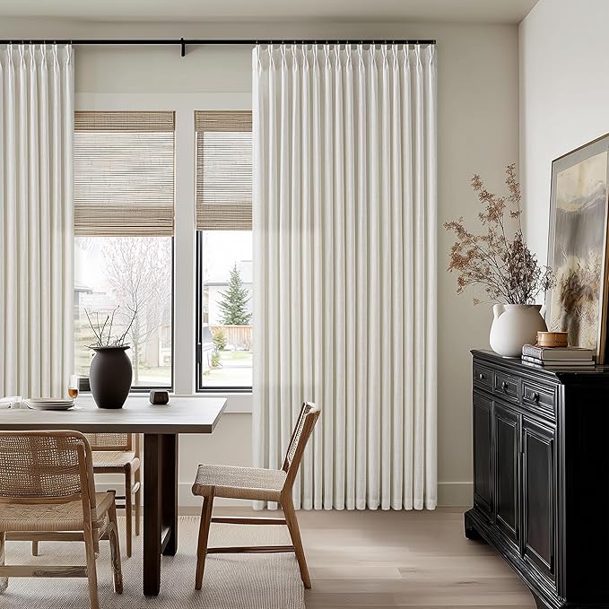 Semi Sheer Linen Blend 86 Inch Pinch Pleated Ivory Cream Curtains 50 by 86 | - Image 7