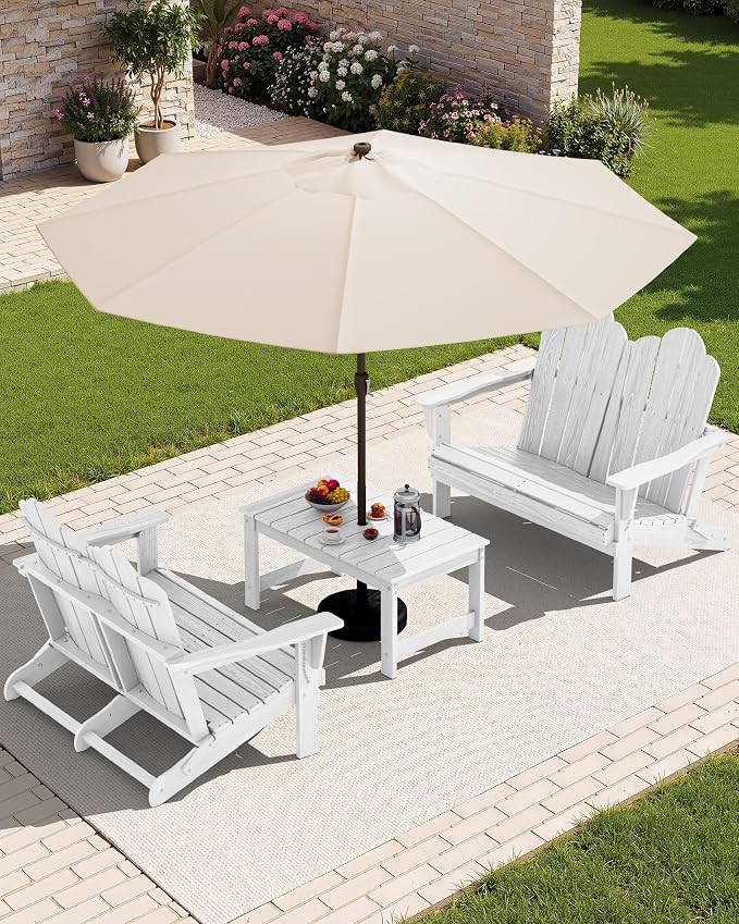 SERWALL Folding Adirondack Bench, HDPE All-Weather Adirondack Loveseat - Image 2