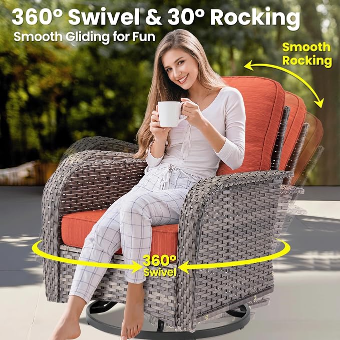 ovios 5 Pieces Patio Furniture Set, Outdoor Wicker Sofa Couch - Image 5