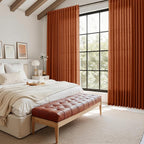 Rustic Farmhouse Linen Curtains 96 Inches Long 2 Panel Set Back Tab Terracotta - Image 7