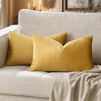 GIGIZAZA Golden Velvet Pillow Covers 12x20 Decorative Pillows Pack of 2 | - Image 6