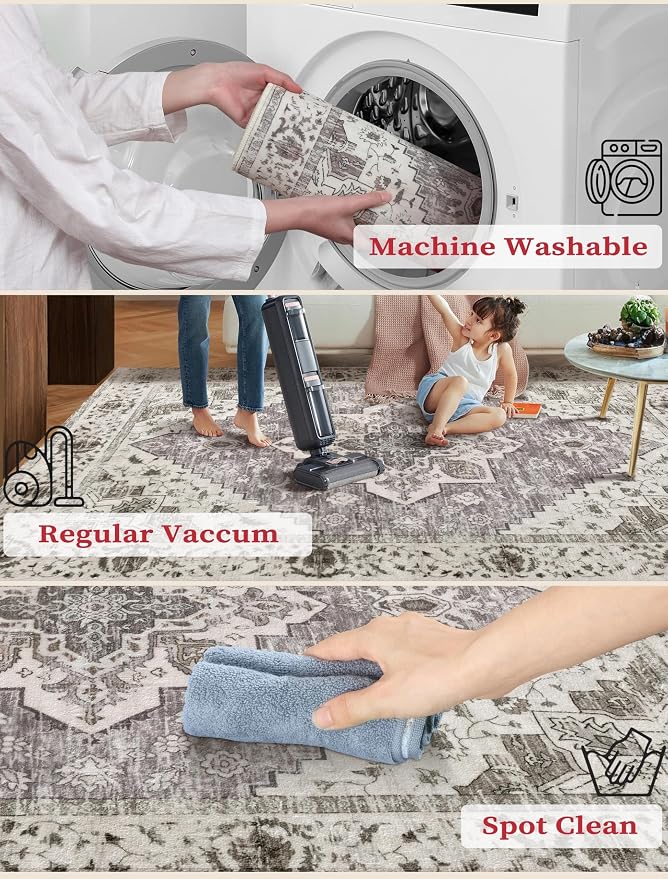SERISSA 2'6"x8' Washable Non Slip Boho Runner Rug - Image 3