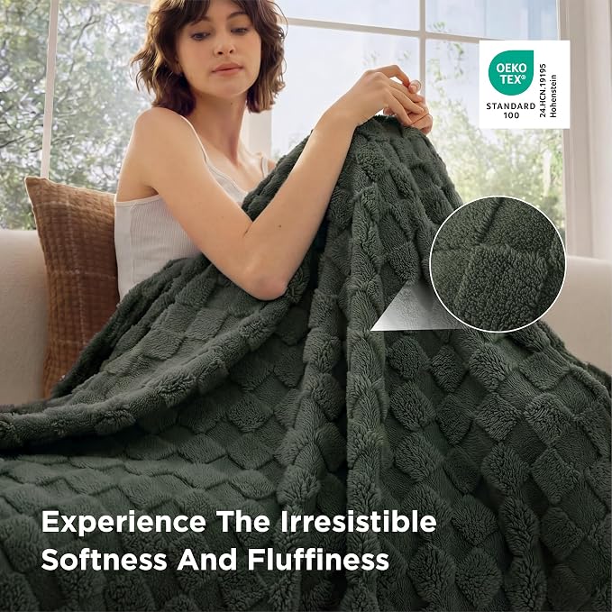 Bedsure GentleSoft Olive Green Throw Blanket - Image 4
