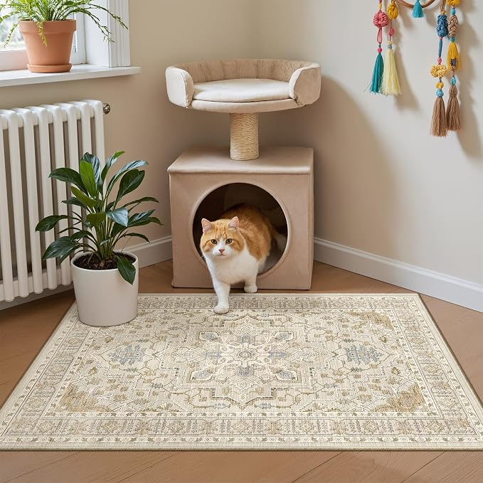 Madane Washable Area Rug 2x3 Small Entryway Rugs Non-Slip, Low Pile Floor Carpet - Image 2