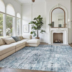Soalmost 9x12 Area Rugs for Living Room Washable Rug Abstract Blue/Grey | - Image 2