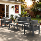 LayinSun Outdoor Aluminum Furniture Set, 4 Pieces Patio Sectional Conversation by LayinSun