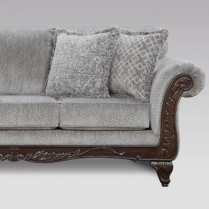 Hernen Carved Wood Frame Sofa - Image 4