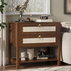 Xixini Nightstand Set of 2, Rattan Boho Bedside Table - Image 4
