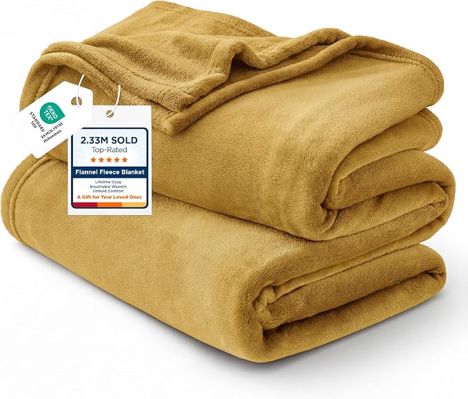 Bedsure GentleSoft Fleece Throw XL Blanket Yellow by Unknown