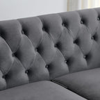 2 Piece Modern Chesterfield Velvet 77" 3-Seater Sofa Set, Upholstered Tufted - Image 7